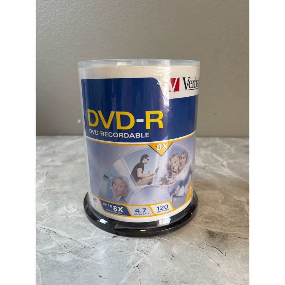 Verbatim DVD-R 4.7GB 8X Recordable Media 100 Pack Spindle 94985 Blank Discs